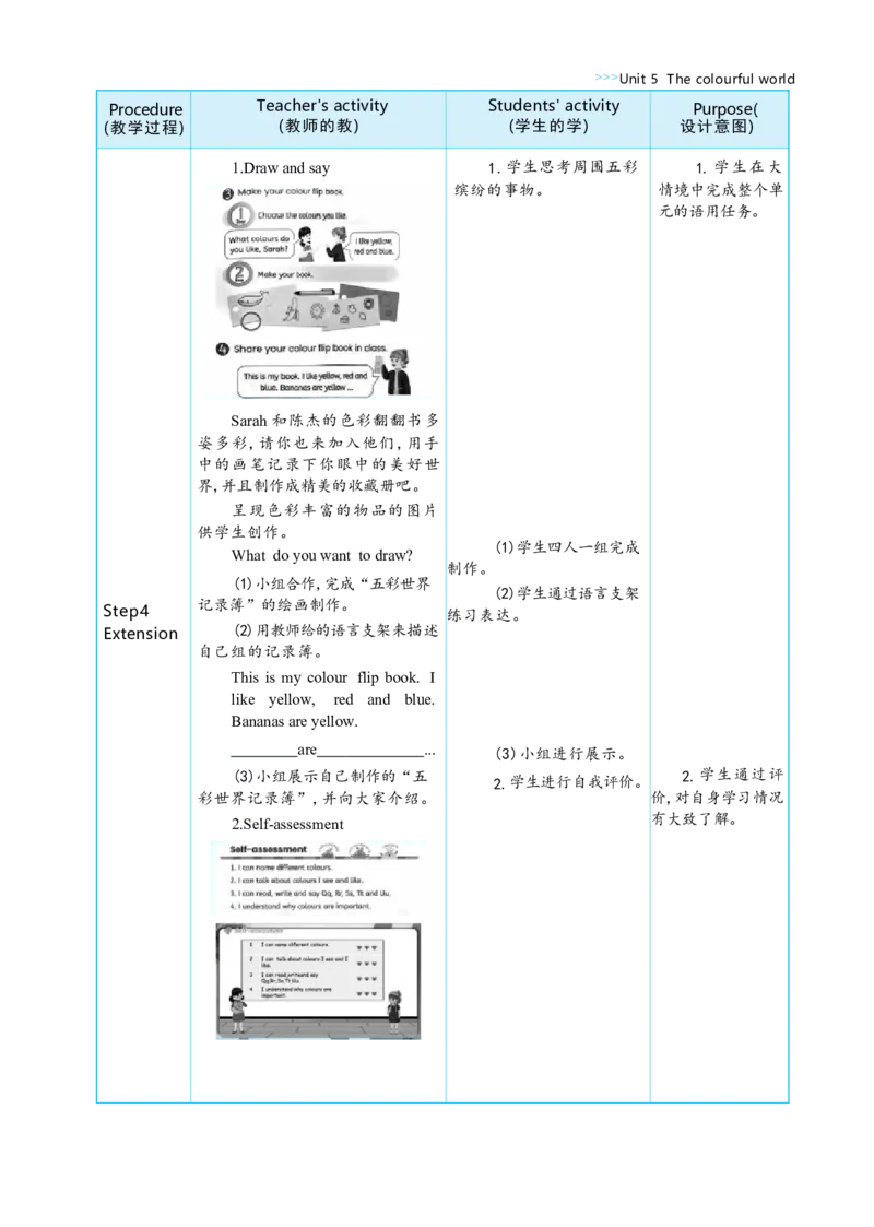Unit5ThecolourfulworldPartBStarttoread&CProjectMakeacolourflipbook大单元整体教学设计_26春四年级上下册人教版_19同步教案课件_人教pep3_小学英语PEP单独教案（3-6年级上下册）_3-6上册_Unit5