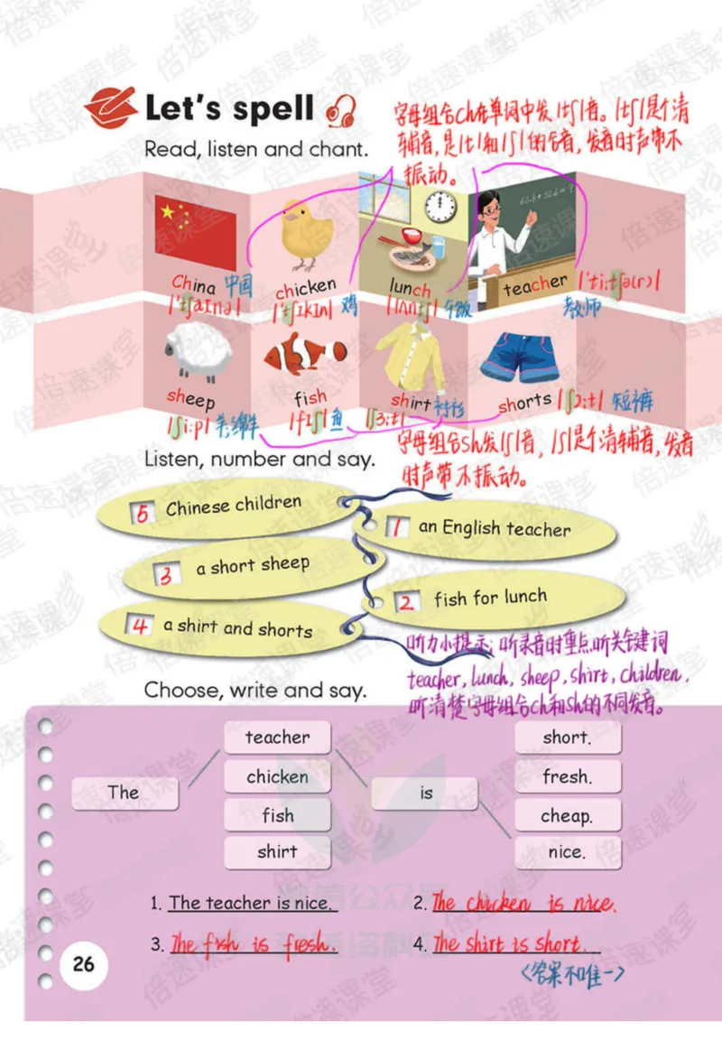 五年级下册英语人教PEP版课堂笔记_26春四年级上下册人教版_四上英语合集人教版PEP英语四年级上册新教材（教学视频+课件+动画+音频+练习+教案）_17练习资料_《课堂笔记》