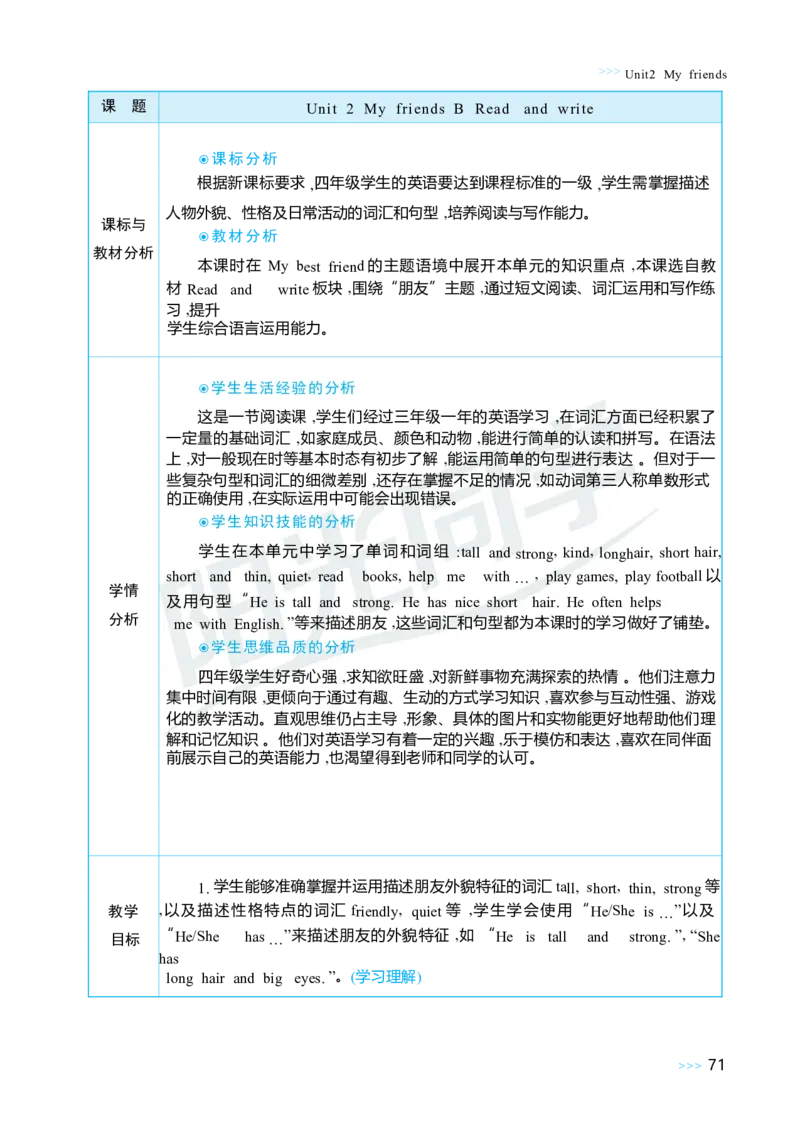 Unit2Myfriends_26春四年级上下册人教版_四上英语合集人教版PEP英语四年级上册新教材（教学视频+课件+动画+音频+练习+教案）_19同步教案课件_人教pep3_3-6上册_4年级上册（25秋）