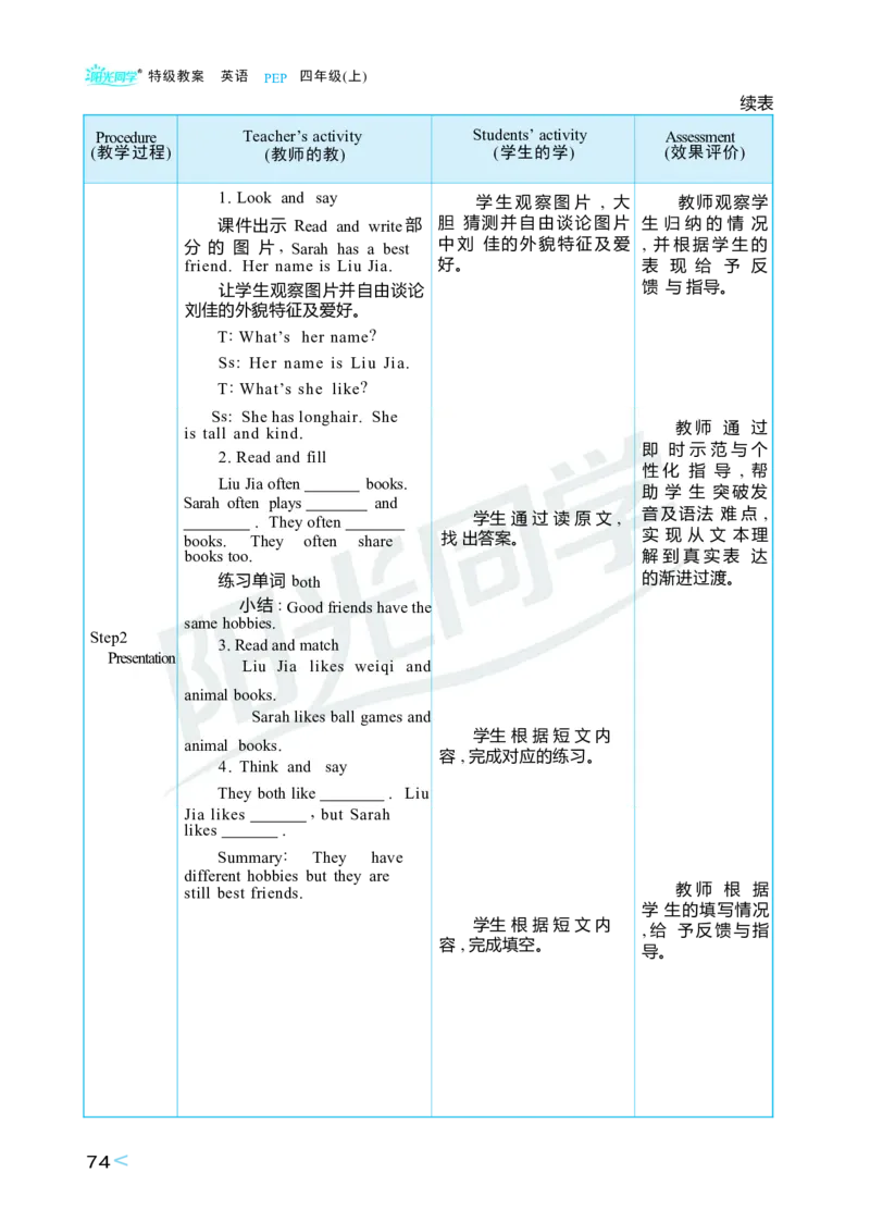 Unit2Myfriends_26春四年级上下册人教版_四上英语合集人教版PEP英语四年级上册新教材（教学视频+课件+动画+音频+练习+教案）_19同步教案课件_人教pep3_3-6上册_4年级上册（25秋）