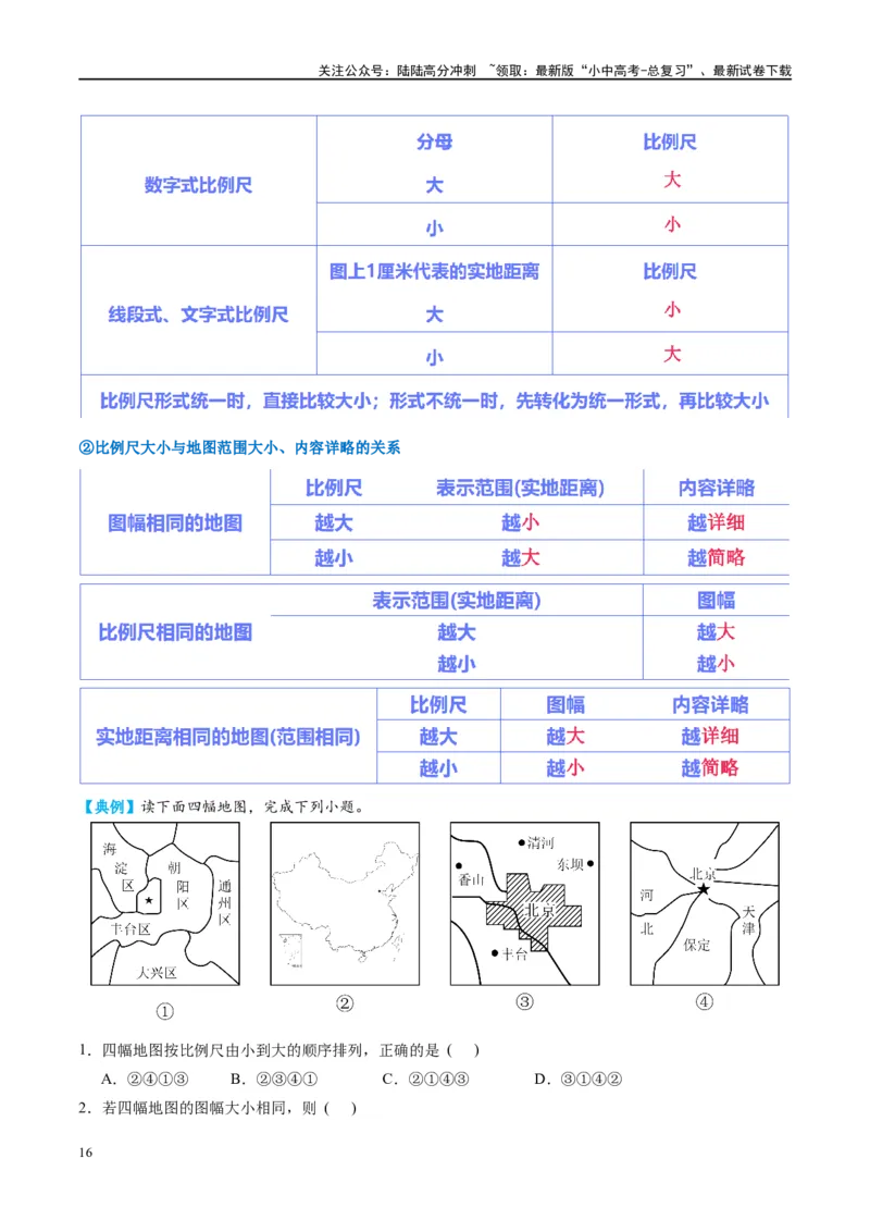 专题03地图（讲义）（原卷版）_02中考总复习（2026版更新中）_09-地理-中考总复习_2024年中考复习资料_一轮复习_❤2024年中考地理一轮复习讲练测（全国通用）_配套讲义