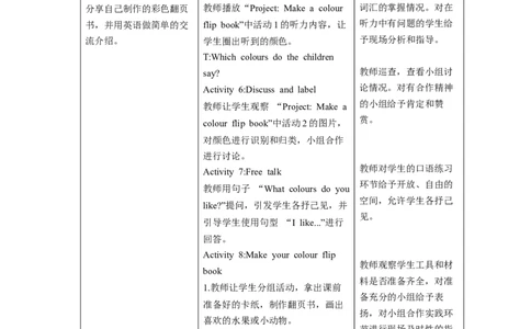 Unit5第6课时PartBStarttoread&PartCMakeacolourflipbook_26春四年级上下册人教版_四上英语合集人教版PEP英语四年级上册新教材（教学视频+课件+动画+音频+练习+教案）_19同步教案课件