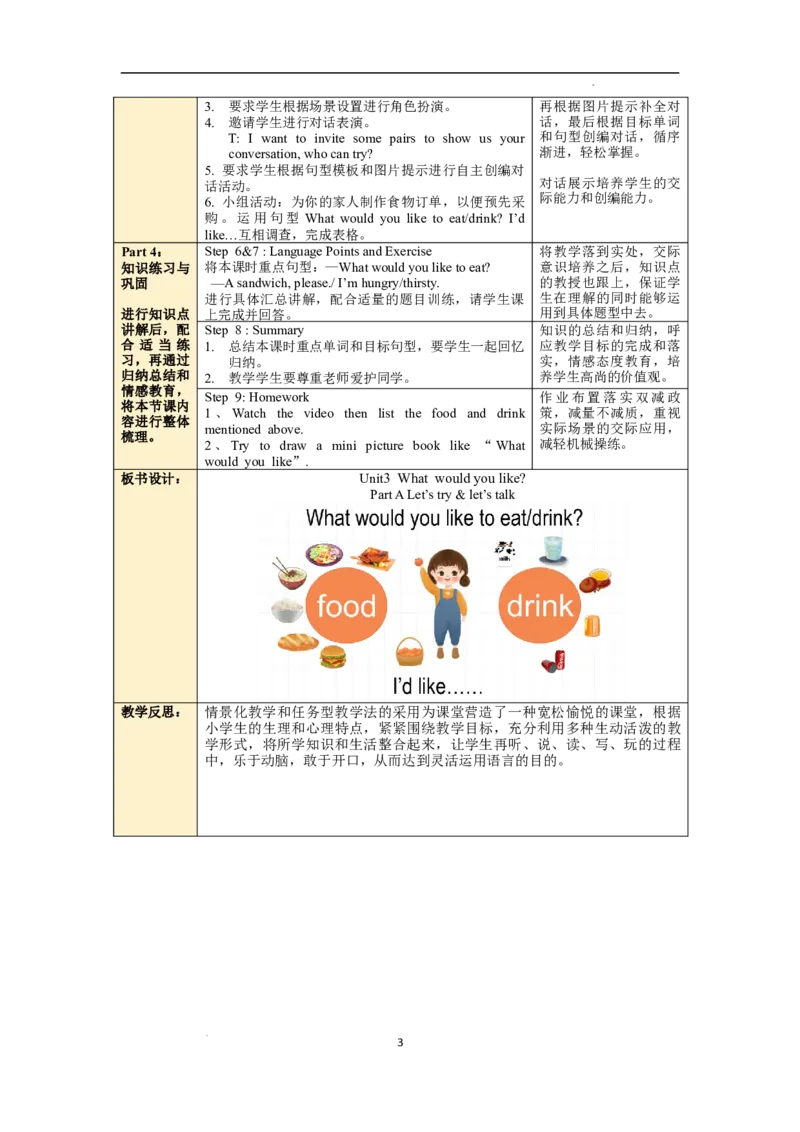 Unit3第1课时PartALet'stry&Let'stalk_26春四年级上下册人教版_四上英语合集人教版PEP英语四年级上册新教材（教学视频+课件+动画+音频+练习+教案）_19同步教案课件_人教pep3_3-6上册
