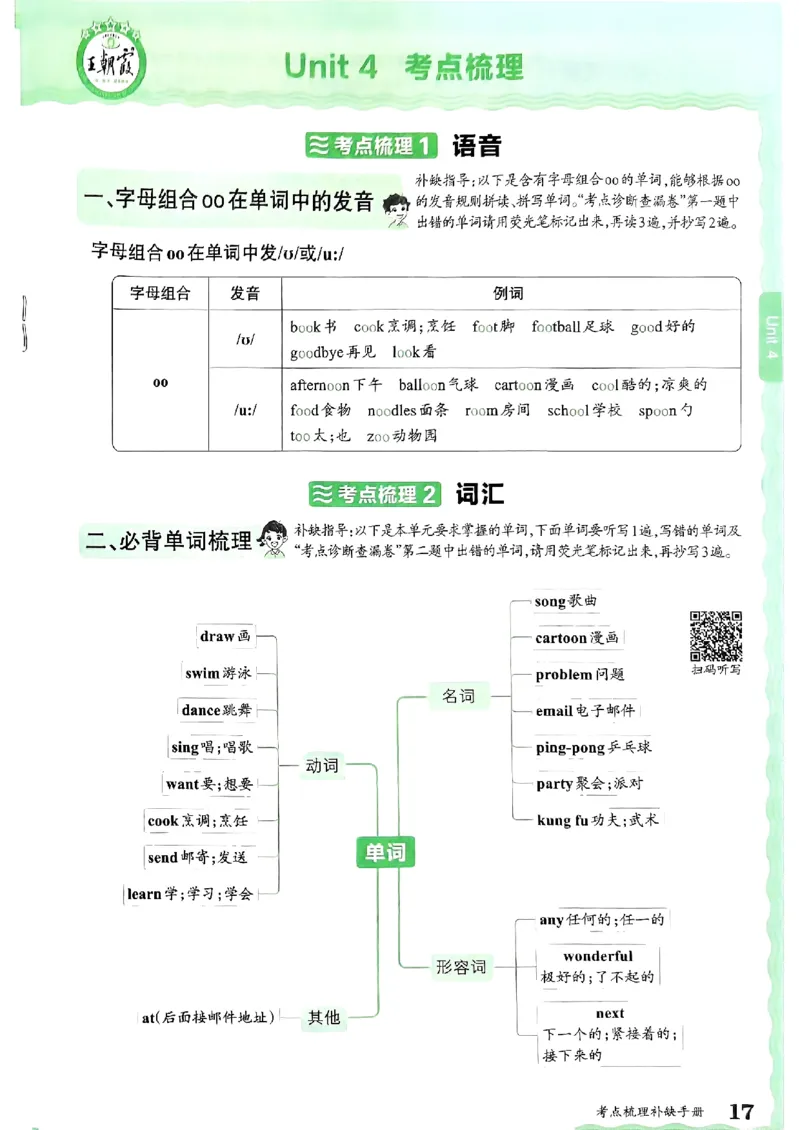 五年级英语上册人教PEP版24秋《王朝霞考点梳理时习卷》考点梳理手册_26春四年级上下册人教版_四上英语合集人教版PEP英语四年级上册新教材（教学视频+课件+动画+音频+练习+教案）