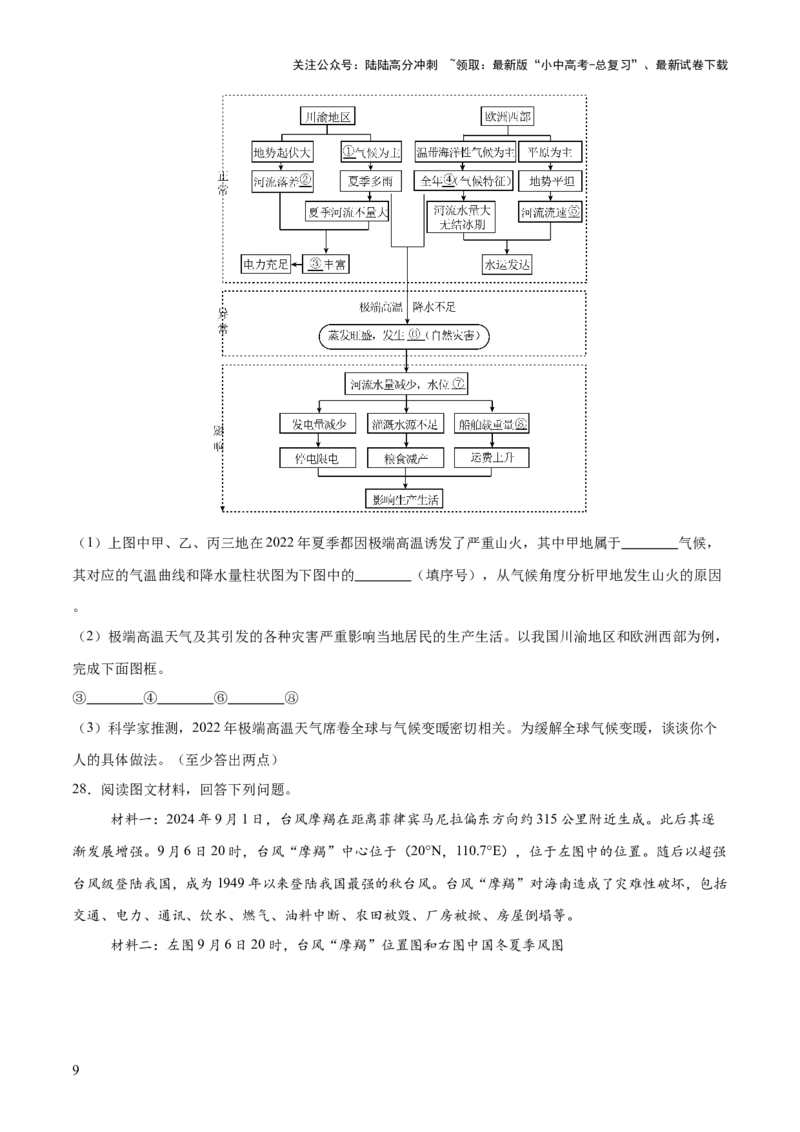 专题01重大灾害事件（9大热点话题+3大考点提炼）（测试）-2025年中考地理二轮复习（全国通用）（原卷版）_02中考总复习（2026版更新中）_09-地理-中考总复习_2025中考地理复习资料_测试