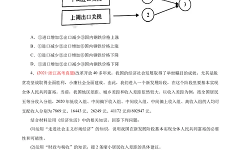 专题03收入与分配-2021年高考政治真题与模拟题分类训练（学生版）_8.2025政治总复习_2023年新高考资料_一轮复习_2023年新高考大一轮复习讲义_赠2021年高考政治真题与模拟题分类训练