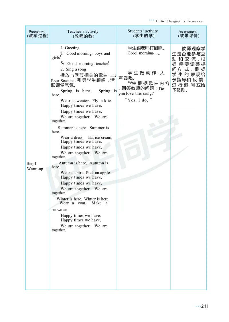 Unit6Changingfortheseasons_26春四年级上下册人教版_四上英语合集人教版PEP英语四年级上册新教材（教学视频+课件+动画+音频+练习+教案）_19同步教案课件_人教pep3_3-6上册