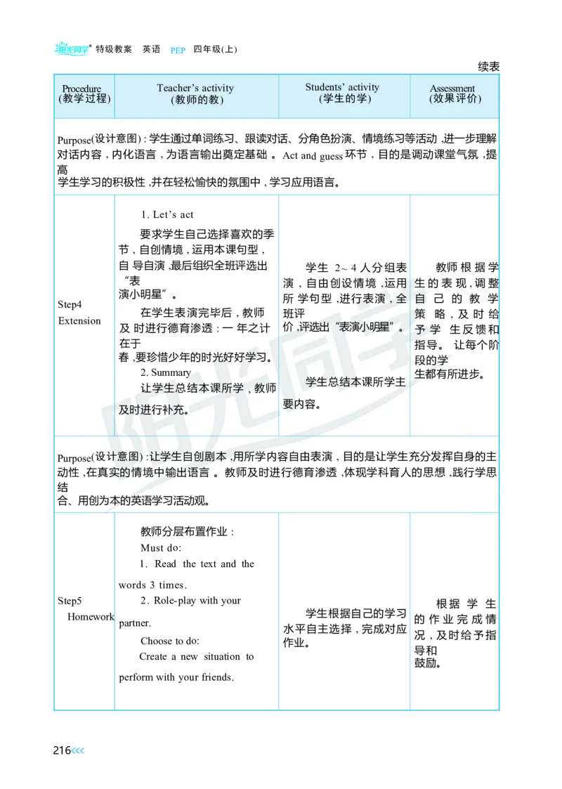 Unit6Changingfortheseasons_26春四年级上下册人教版_四上英语合集人教版PEP英语四年级上册新教材（教学视频+课件+动画+音频+练习+教案）_19同步教案课件_人教pep3_3-6上册
