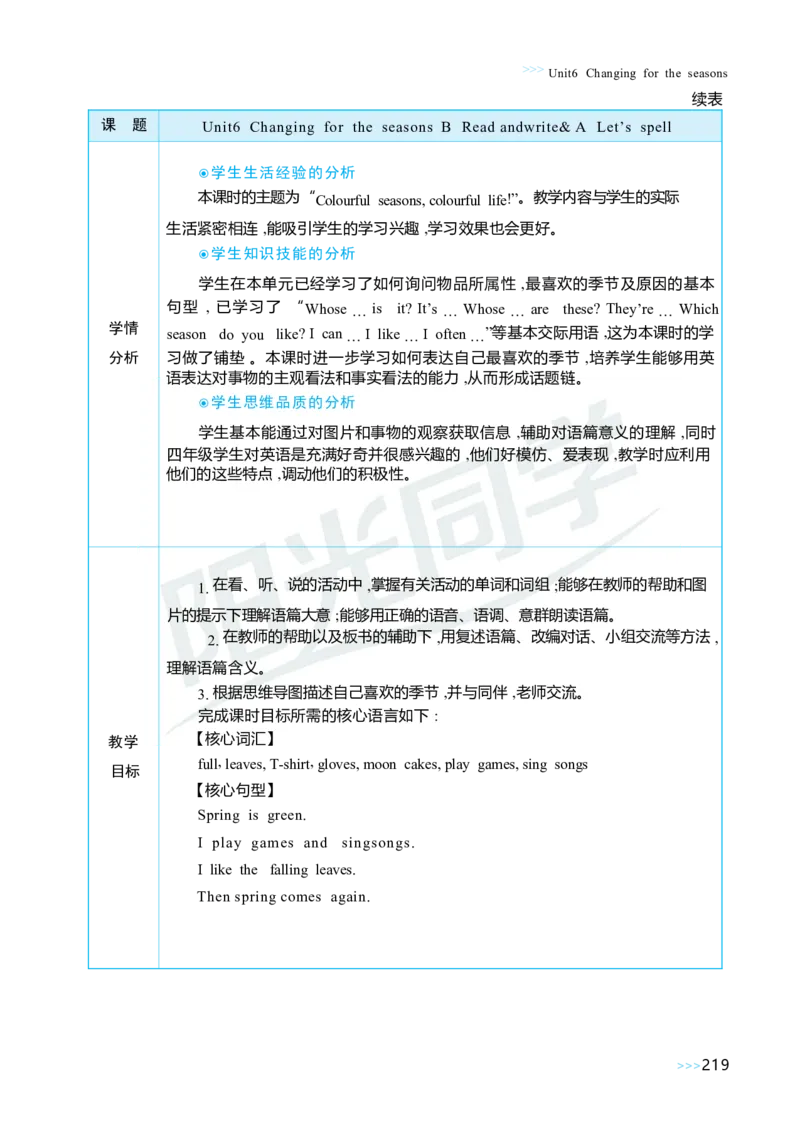 Unit6Changingfortheseasons_26春四年级上下册人教版_四上英语合集人教版PEP英语四年级上册新教材（教学视频+课件+动画+音频+练习+教案）_19同步教案课件_人教pep3_3-6上册