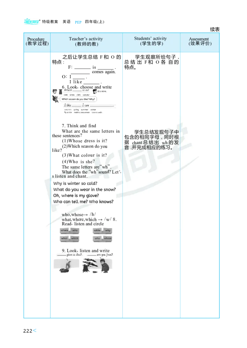 Unit6Changingfortheseasons_26春四年级上下册人教版_四上英语合集人教版PEP英语四年级上册新教材（教学视频+课件+动画+音频+练习+教案）_19同步教案课件_人教pep3_3-6上册
