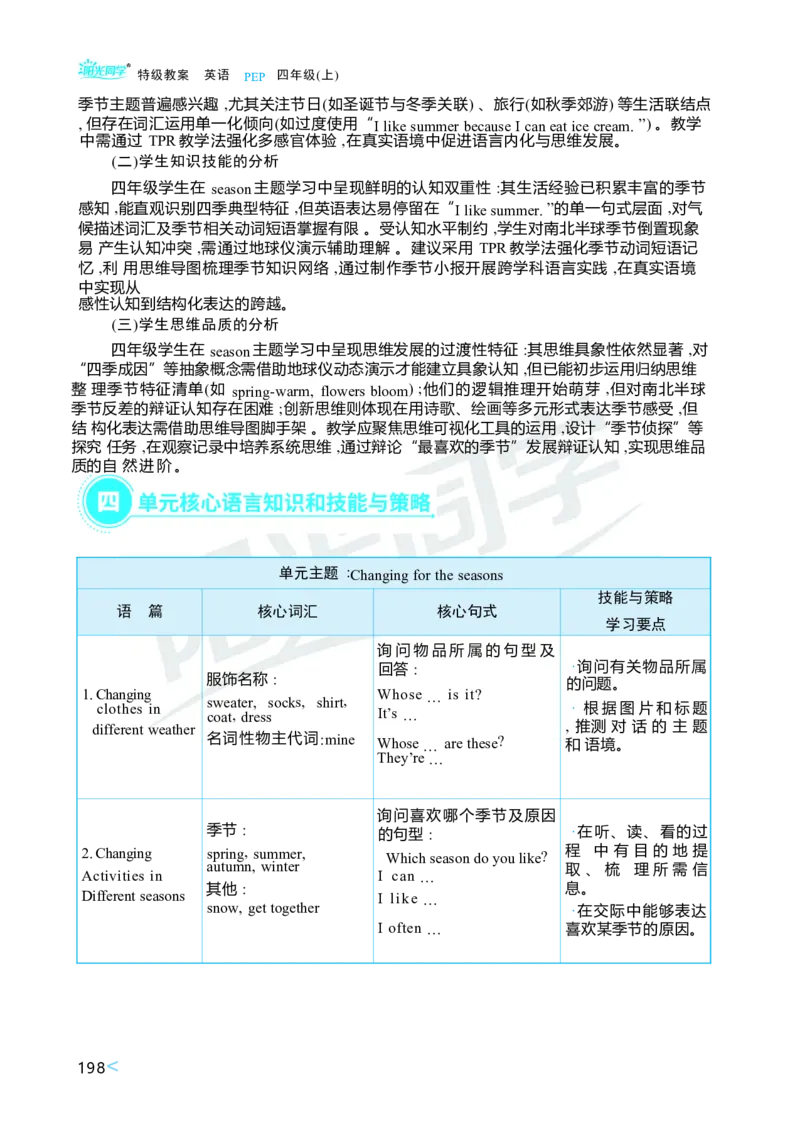 Unit6Changingfortheseasons_26春四年级上下册人教版_四上英语合集人教版PEP英语四年级上册新教材（教学视频+课件+动画+音频+练习+教案）_19同步教案课件_人教pep3_3-6上册