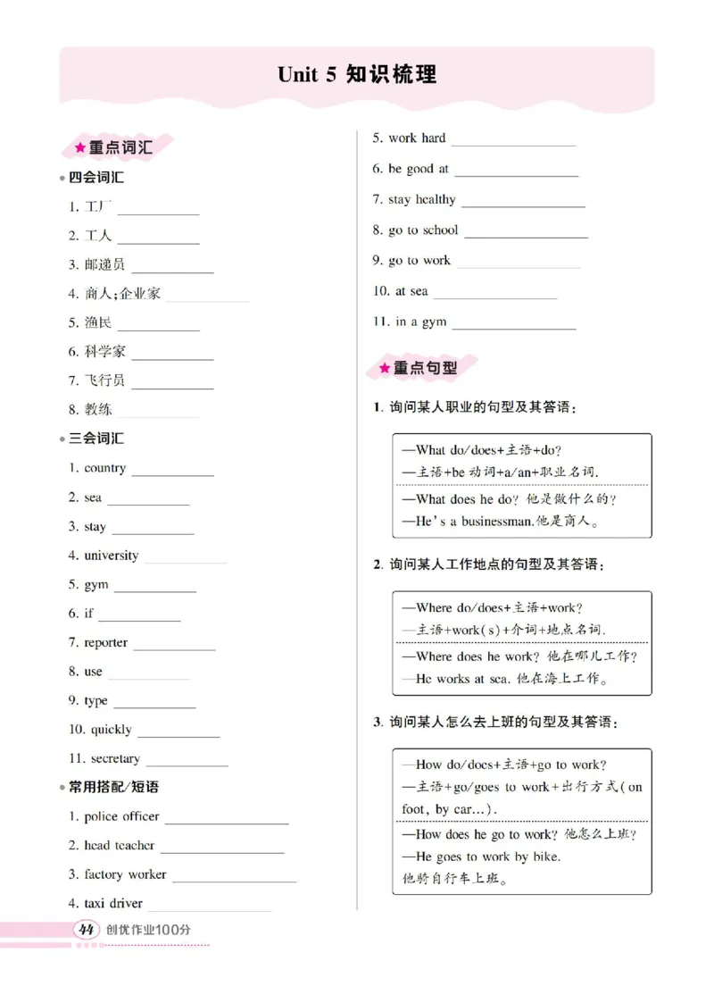 6年级上册（Unit1-6全套知识梳理）_26春四年级上下册人教版_四上英语合集人教版PEP英语四年级上册新教材（教学视频+课件+动画+音频+练习+教案）_17练习资料_《考点梳理手册》