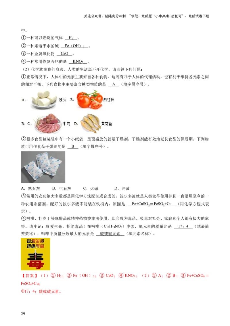 专题04化学与社会（解析版）_02中考总复习（2026版更新中）_05-化学-中考总复习_2024年中考复习资料_三轮复习_查漏补缺2024年中考化学复习冲刺过关（全国通用）_查补知识&bull;通关练