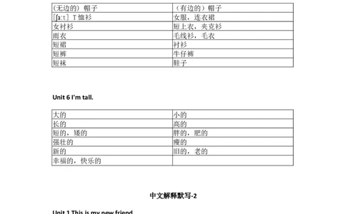 人教精通版小学英语四年级上册默写表_26春四年级上下册人教版_四上英语合集人教版PEP英语四年级上册新教材（教学视频+课件+动画+音频+练习+教案）_17练习资料_《单词默写表》