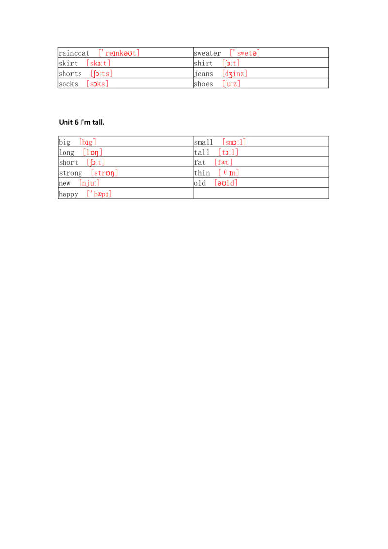 人教精通版小学英语四年级上册默写表_26春四年级上下册人教版_四上英语合集人教版PEP英语四年级上册新教材（教学视频+课件+动画+音频+练习+教案）_17练习资料_《单词默写表》