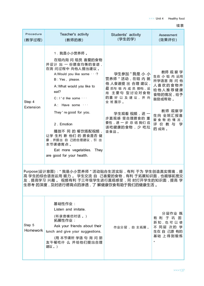 Unit4Healthyfood_26春四年级上下册人教版_四上英语合集人教版PEP英语四年级上册新教材（教学视频+课件+动画+音频+练习+教案）_19同步教案课件_人教pep3_3-6下册_《状元大课堂教案》25春