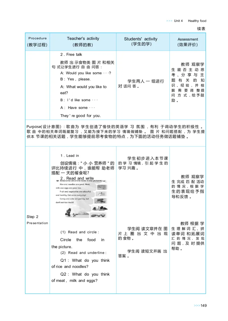 Unit4Healthyfood_26春四年级上下册人教版_四上英语合集人教版PEP英语四年级上册新教材（教学视频+课件+动画+音频+练习+教案）_19同步教案课件_人教pep3_3-6下册_《状元大课堂教案》25春