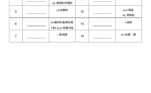 U2中译英_26春四年级上下册人教版_四上英语合集人教版PEP英语四年级上册新教材（教学视频+课件+动画+音频+练习+教案）_05单词背诵默写8套（word+pdf）_word版