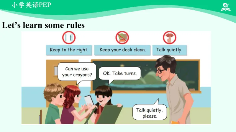 Unit6Workquietly!-PartB课件_26春四年级上下册人教版_四上英语合集人教版PEP英语四年级上册新教材（教学视频+课件+动画+音频+练习+教案）_19同步教案课件_人教pep3_5年级下册_PDF课件