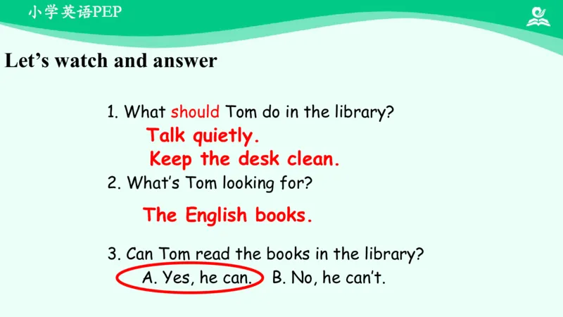 Unit6Workquietly!-PartB课件_26春四年级上下册人教版_四上英语合集人教版PEP英语四年级上册新教材（教学视频+课件+动画+音频+练习+教案）_19同步教案课件_人教pep3_5年级下册_PDF课件