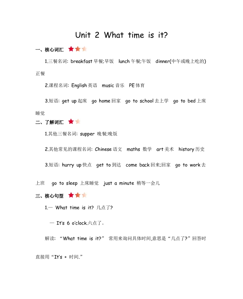 人教四下Unit2知识清单_26春四年级上下册人教版_四上英语合集人教版PEP英语四年级上册新教材（教学视频+课件+动画+音频+练习+教案）_19同步教案课件_人教pep3_3-6年级下册_4年级下册