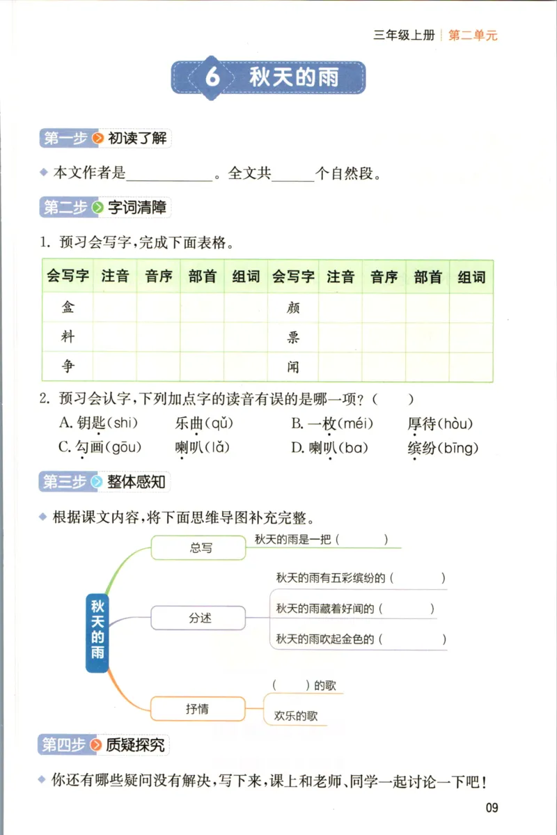 一本三年级上册语文高效预习单_26春四年级上下册人教版_四上英语合集人教版PEP英语四年级上册新教材（教学视频+课件+动画+音频+练习+教案）_17练习资料_《预习卡》_1-6上册