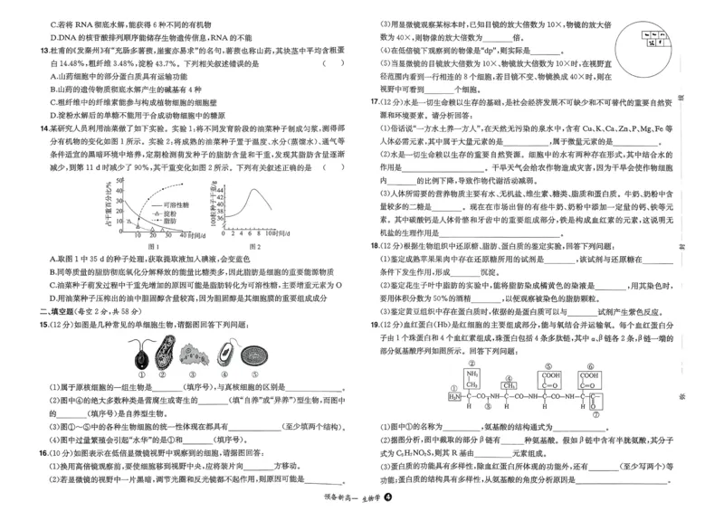 2025秋《一本&bull;初升高预备新高一》生物开学分班考_一本预备新高一语数英物化生25年