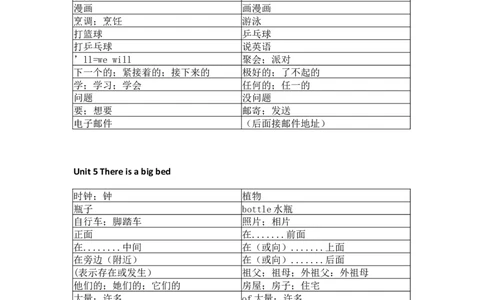 人教PEP版小学英语五年级上册单词默写_26春四年级上下册人教版_四上英语合集人教版PEP英语四年级上册新教材（教学视频+课件+动画+音频+练习+教案）_17练习资料_《单词默写表》