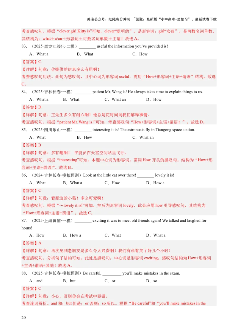 专题04三大从句、简单句和特殊句型（语法综合闯关）（解析版）_02中考总复习（2026版更新中）_03-英语-中考总复习_2025中考复习资料_2025中考二轮课件ppt+讲义+练习英语_测试