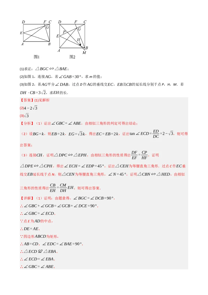 专题23矩形的性质与判定（解析版）_中考数学一轮复习word_解析版