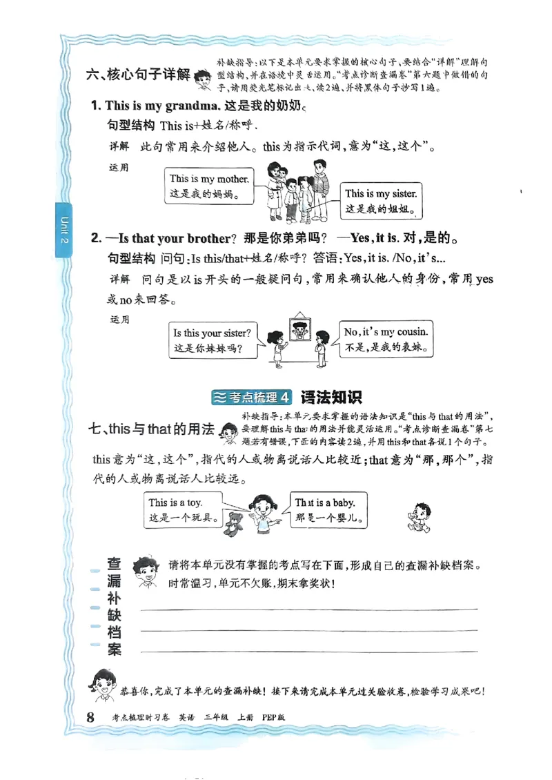 三年级英语上册人教PEP版24秋《王朝霞考点梳理时习卷》考点梳理手册_26春四年级上下册人教版_四上英语合集人教版PEP英语四年级上册新教材（教学视频+课件+动画+音频+练习+教案）