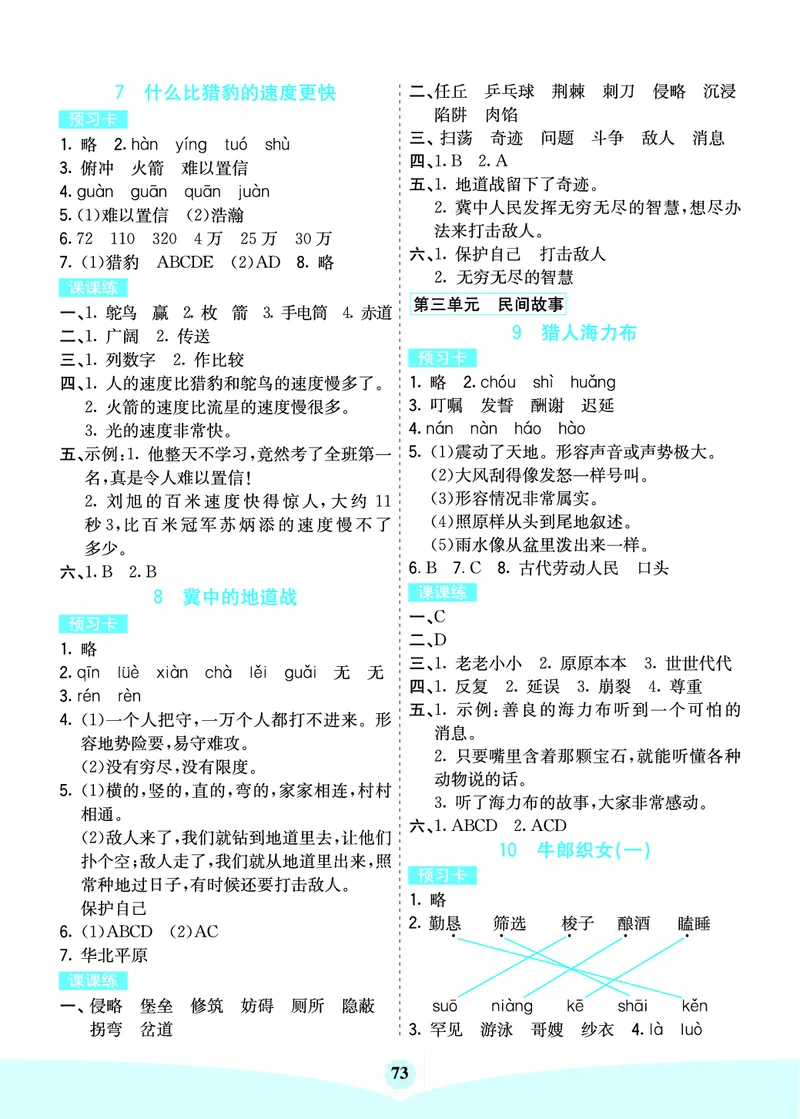 七彩课堂部编语文5年级上册素养提升手册（预习卡+课课练+考点清单）_26春四年级上下册人教版_四上英语合集人教版PEP英语四年级上册新教材（教学视频+课件+动画+音频+练习+教案）