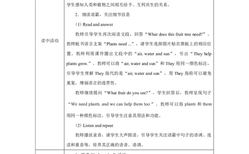 Unit_4_Plants_around_us（第六课时）_教学设计_26春四年级上下册人教版_四上英语合集人教版PEP英语四年级上册新教材（教学视频+课件+动画+音频+练习+教案）_19同步教案课件_人教pep3