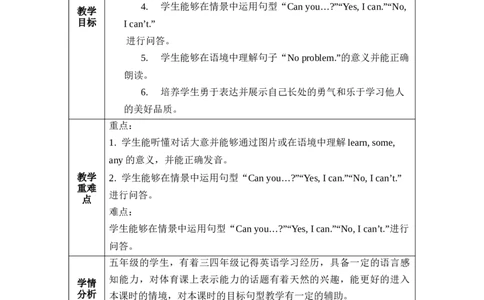 Unit4第4课时PartBLet'stry&Let'stalk_26春四年级上下册人教版_四上英语合集人教版PEP英语四年级上册新教材（教学视频+课件+动画+音频+练习+教案）_19同步教案课件_人教pep3_3-6上册