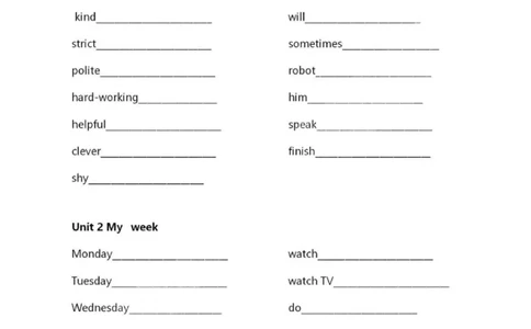 人教PEP五上单词默写表_26春四年级上下册人教版_四上英语合集人教版PEP英语四年级上册新教材（教学视频+课件+动画+音频+练习+教案）_17练习资料_小学英语（预习复习资料大礼包）