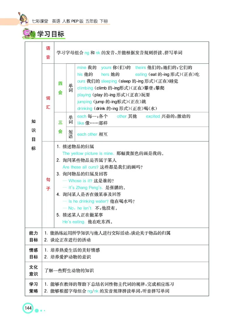 七彩课堂人教版英语5年级学生用书_26春四年级上下册人教版_四上英语合集人教版PEP英语四年级上册新教材（教学视频+课件+动画+音频+练习+教案）_17练习资料_《七彩课堂精品教辅》