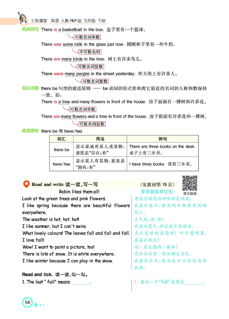 七彩课堂人教版英语5年级学生用书_26春四年级上下册人教版_四上英语合集人教版PEP英语四年级上册新教材（教学视频+课件+动画+音频+练习+教案）_17练习资料_《七彩课堂精品教辅》