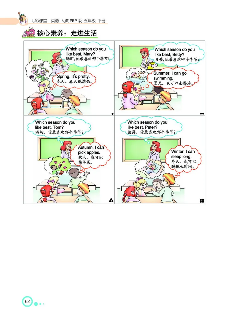 七彩课堂人教版英语5年级学生用书_26春四年级上下册人教版_四上英语合集人教版PEP英语四年级上册新教材（教学视频+课件+动画+音频+练习+教案）_17练习资料_《七彩课堂精品教辅》