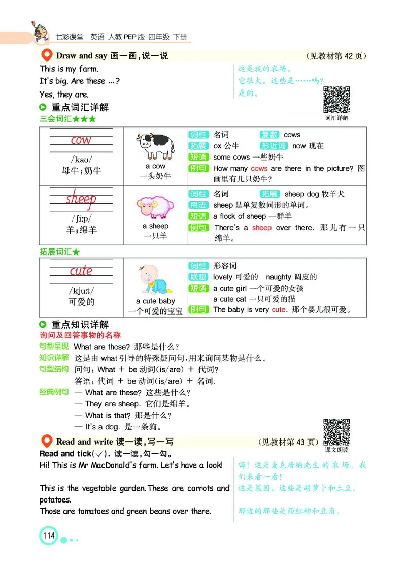 七彩课堂人教版英语4年级学生用书_26春四年级上下册人教版_四上英语合集人教版PEP英语四年级上册新教材（教学视频+课件+动画+音频+练习+教案）_17练习资料_《七彩课堂精品教辅》