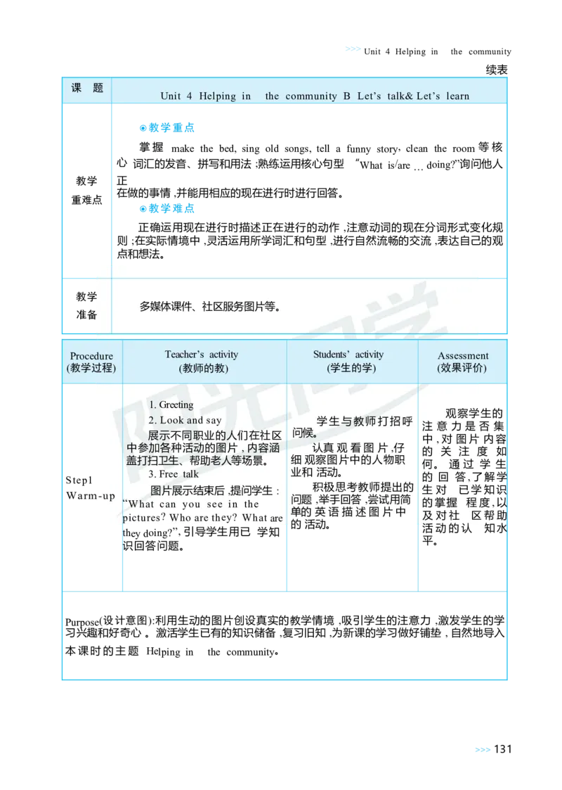Unit4Helpinginthecommunity_26春四年级上下册人教版_四上英语合集人教版PEP英语四年级上册新教材（教学视频+课件+动画+音频+练习+教案）_19同步教案课件_人教pep3_3-6上册