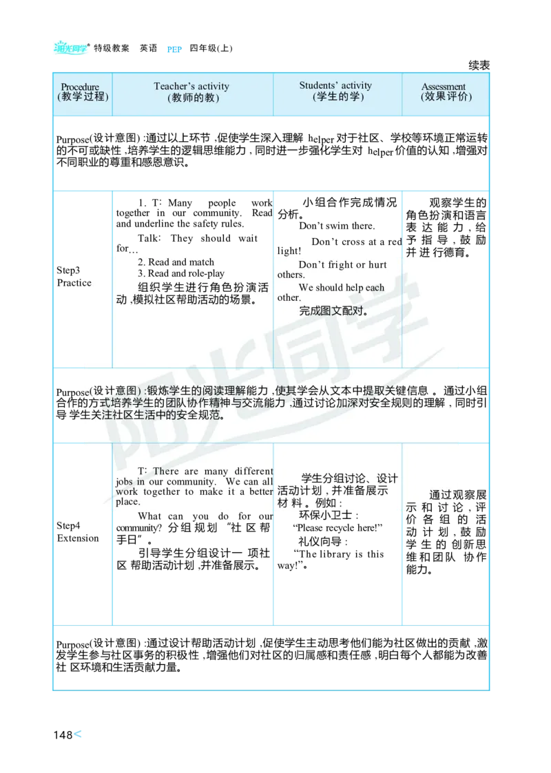 Unit4Helpinginthecommunity_26春四年级上下册人教版_四上英语合集人教版PEP英语四年级上册新教材（教学视频+课件+动画+音频+练习+教案）_19同步教案课件_人教pep3_3-6上册