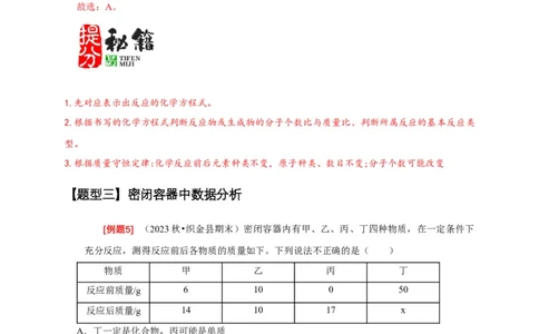 专题01质量守恒定律的应用（解析版）_02中考总复习（2026版更新中）_05-化学-中考总复习_2024年中考复习资料_二轮复习资料_2024年中考化学二轮专项复习核心考点讲解与必刷题型