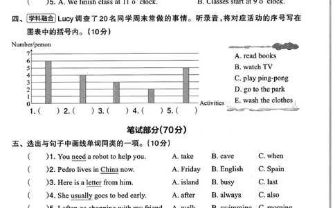五年级英语人教PEP版25春《王朝霞单元活页卷》（A4版）_26春四年级上下册人教版_四上英语合集人教版PEP英语四年级上册新教材（教学视频+课件+动画+音频+练习+教案）_17练习资料_2025春