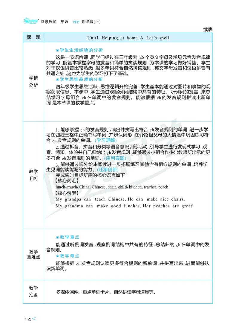 Unit1Helpingathome_26春四年级上下册人教版_四上英语合集人教版PEP英语四年级上册新教材（教学视频+课件+动画+音频+练习+教案）_19同步教案课件_人教pep3_3-6上册_4年级上册（25秋）