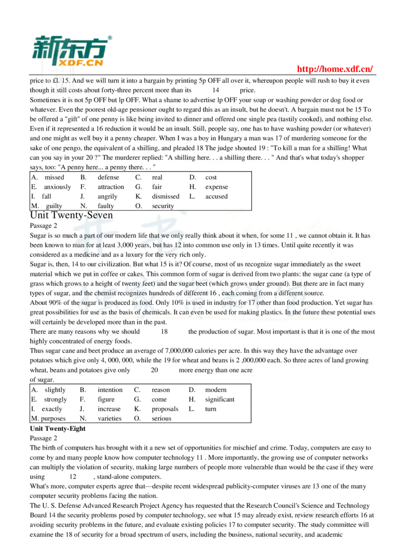大学英语四级考试15选10专项训练_大学英语四六级_赠送_四六级作文模板+单词_阅读