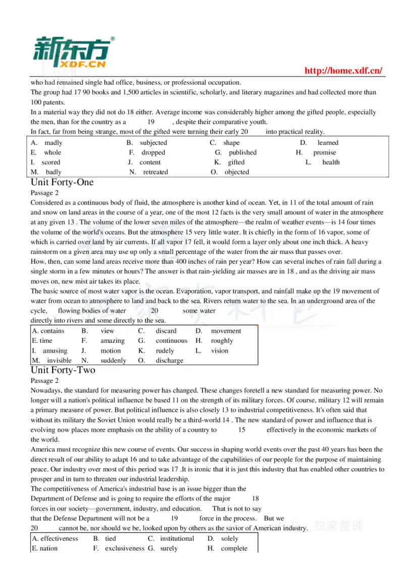 大学英语四级考试15选10专项训练_大学英语四六级_赠送_四六级作文模板+单词_阅读