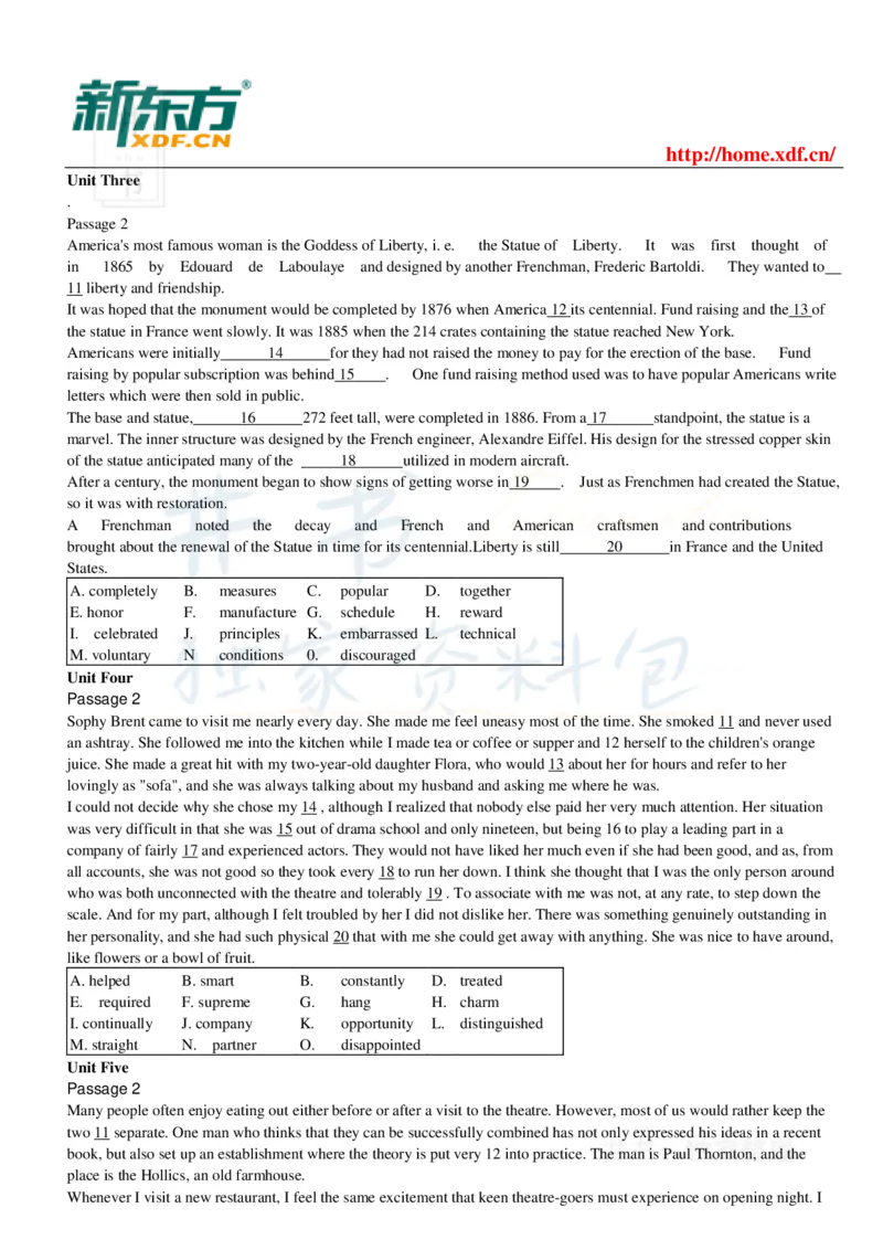 大学英语四级考试15选10专项训练_大学英语四六级_赠送_四六级作文模板+单词_阅读