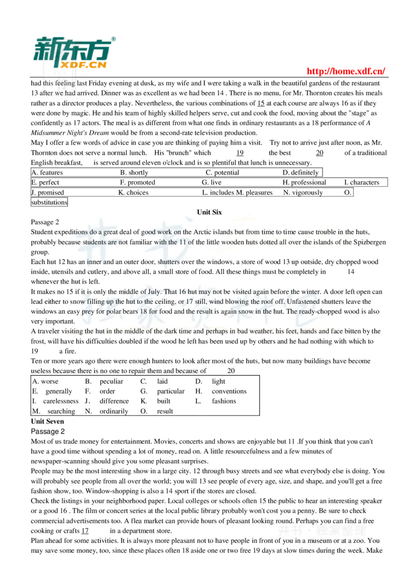 大学英语四级考试15选10专项训练_大学英语四六级_赠送_四六级作文模板+单词_阅读