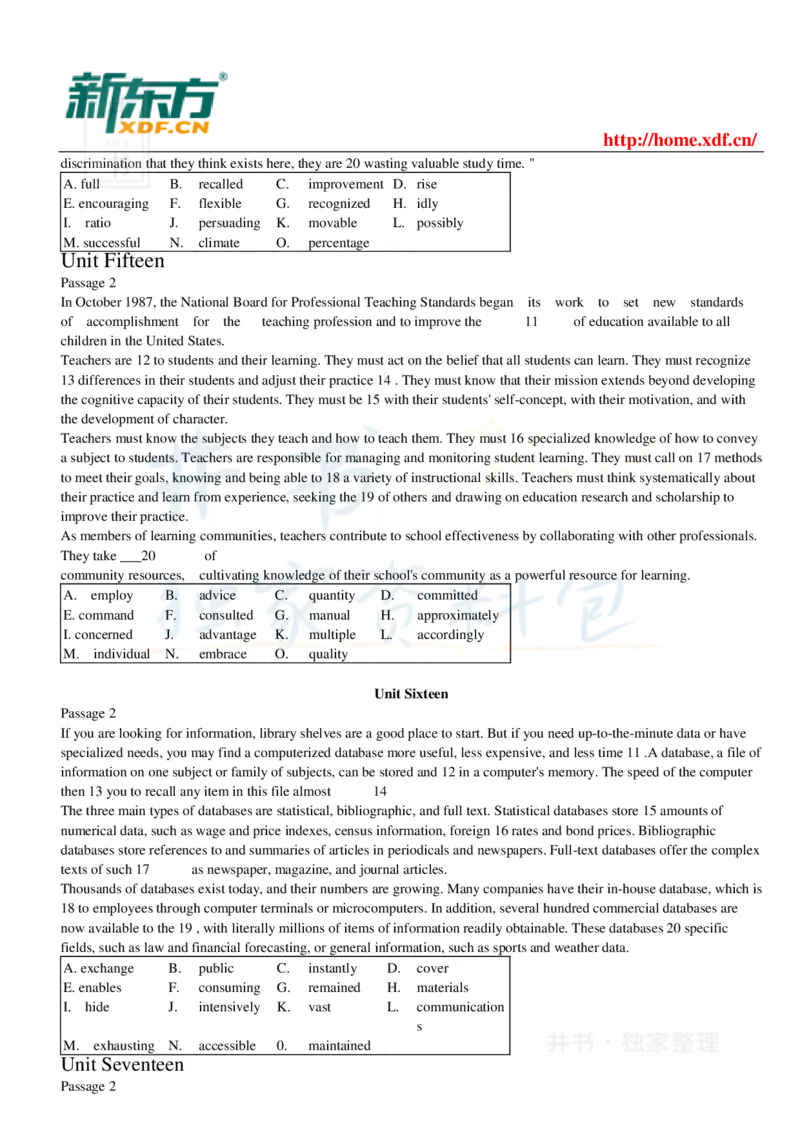大学英语四级考试15选10专项训练_大学英语四六级_赠送_四六级作文模板+单词_阅读