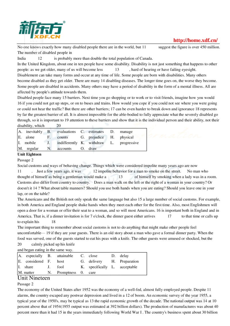 大学英语四级考试15选10专项训练_大学英语四六级_赠送_四六级作文模板+单词_阅读